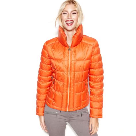 michael kors orange jacke|michael kors puffer jacket.